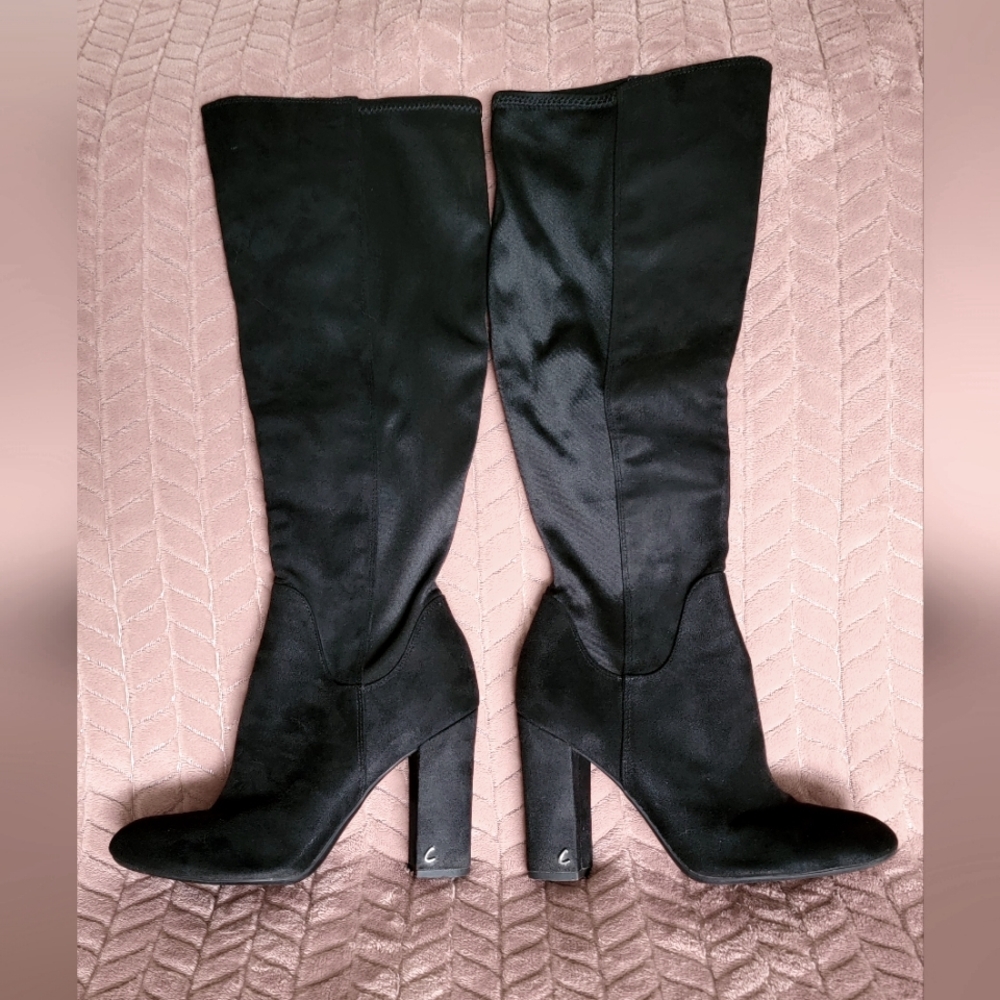 Black Suede Knee High Boots - Circus NY by Sam E